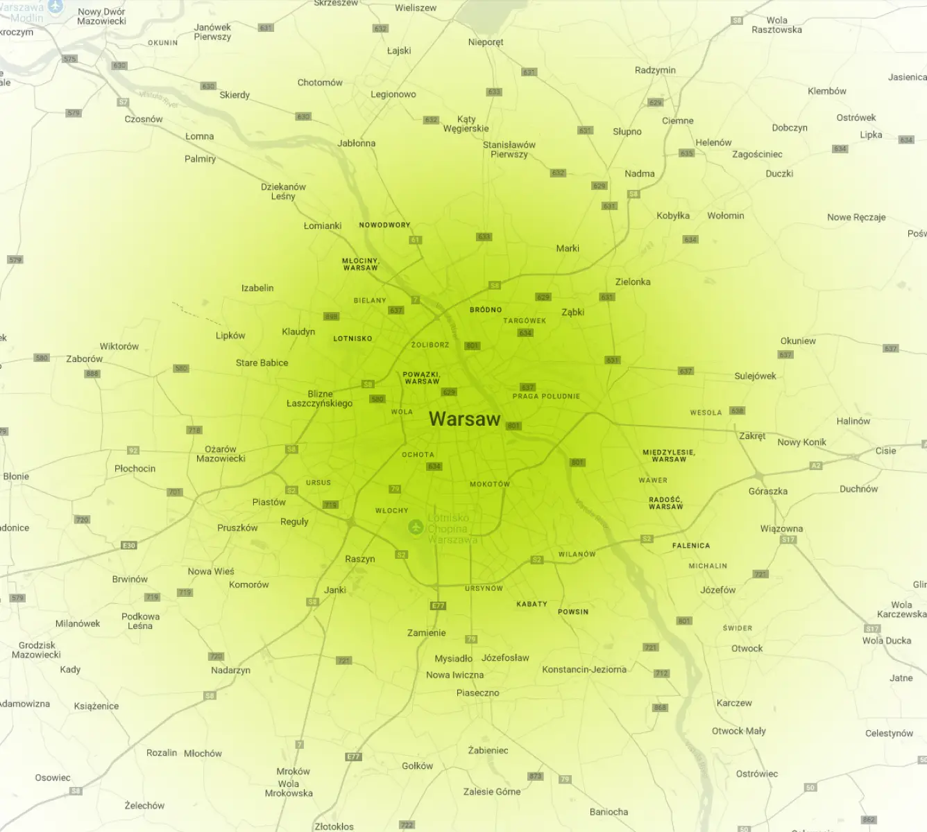 Mapa Warszawy Zasieg uslug Sectum